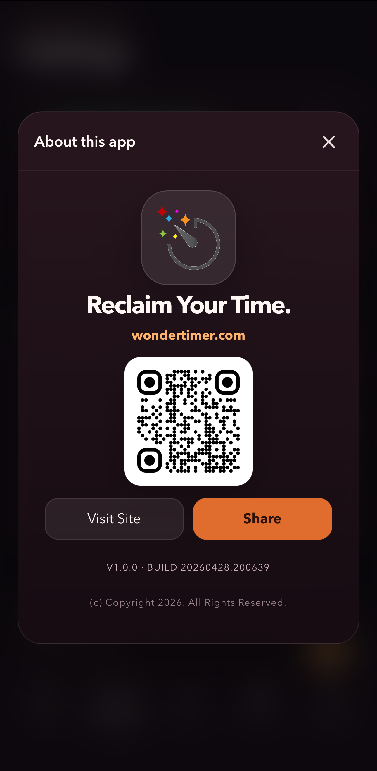 About this app screen