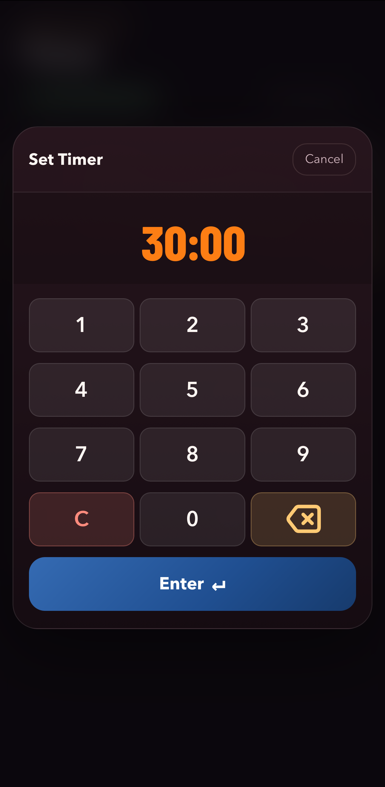 Set Timer custom time entry