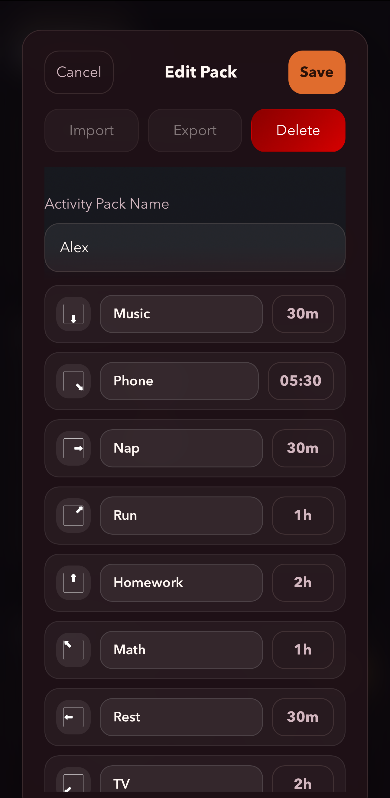 Edit timer pack