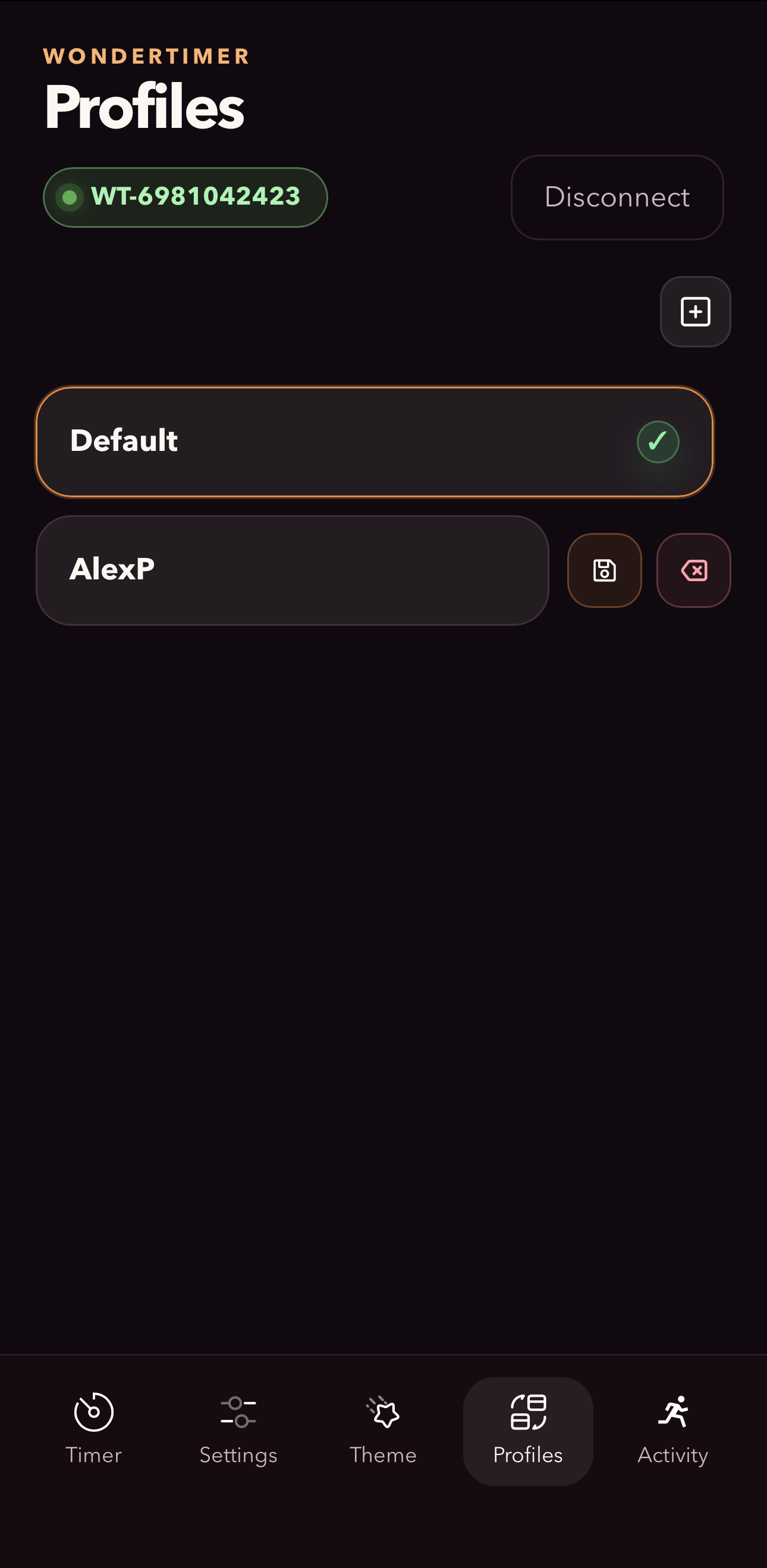 Profiles tab
