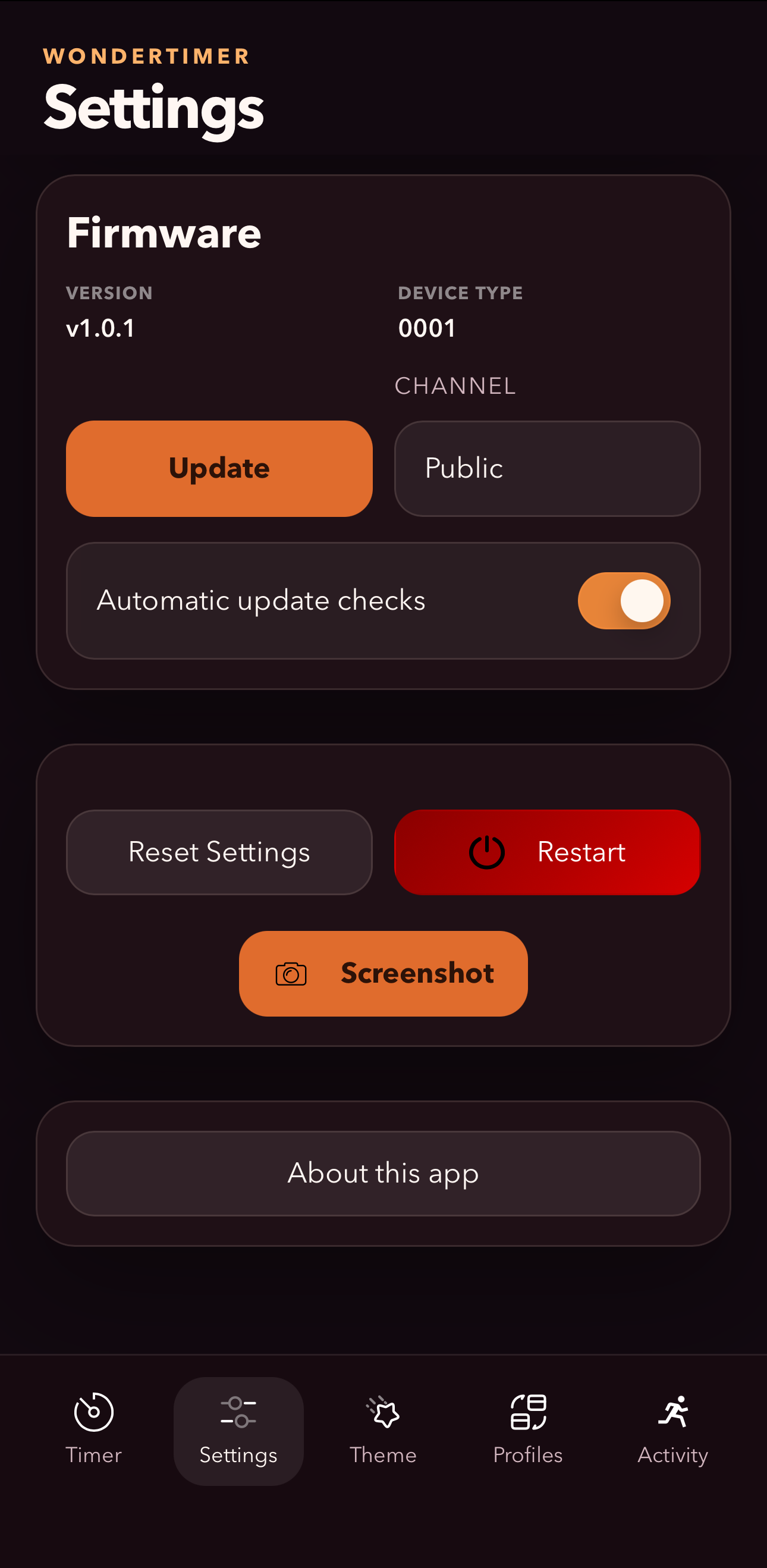 Settings screen 4