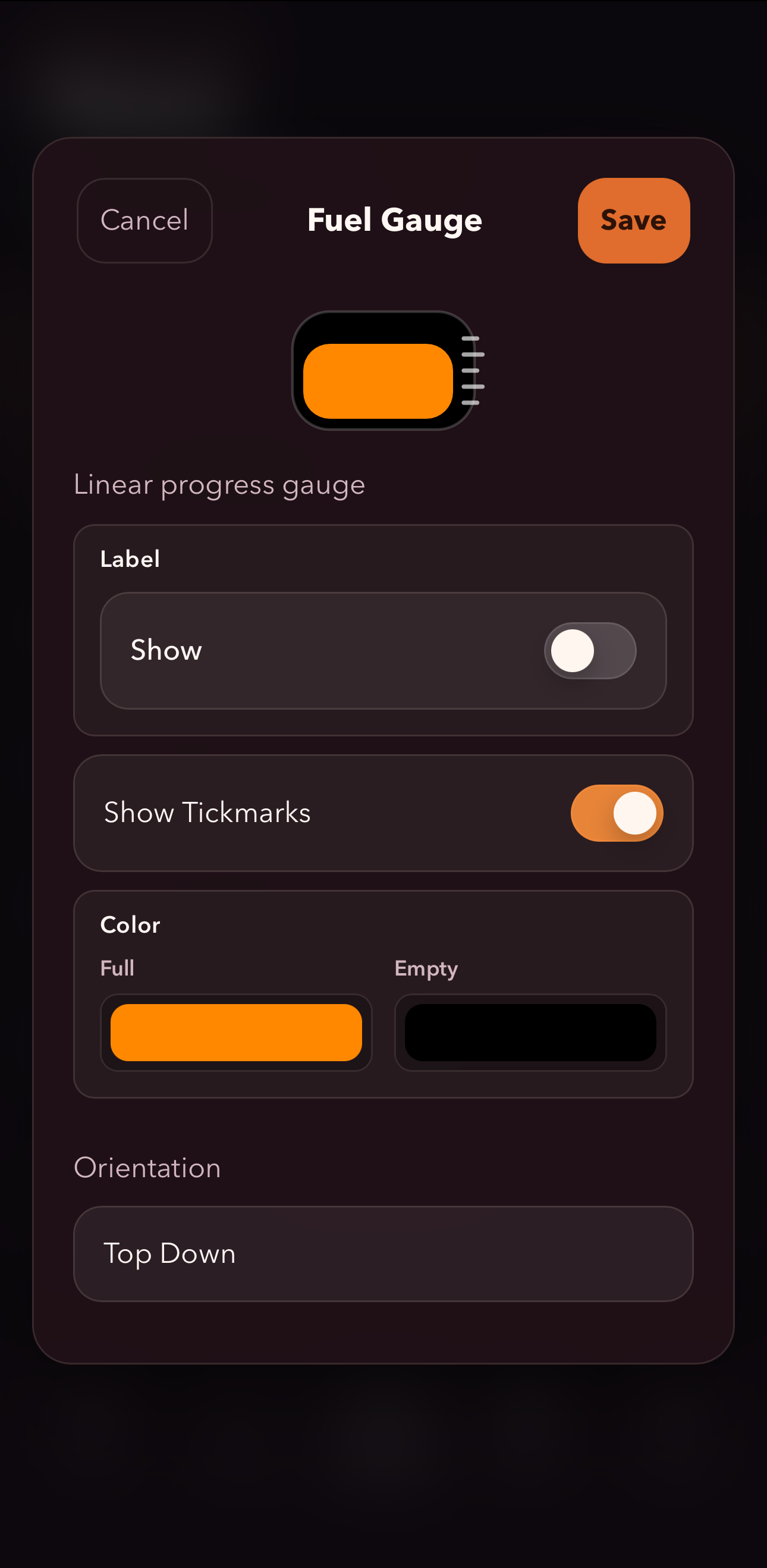 Fuel gauge style theme