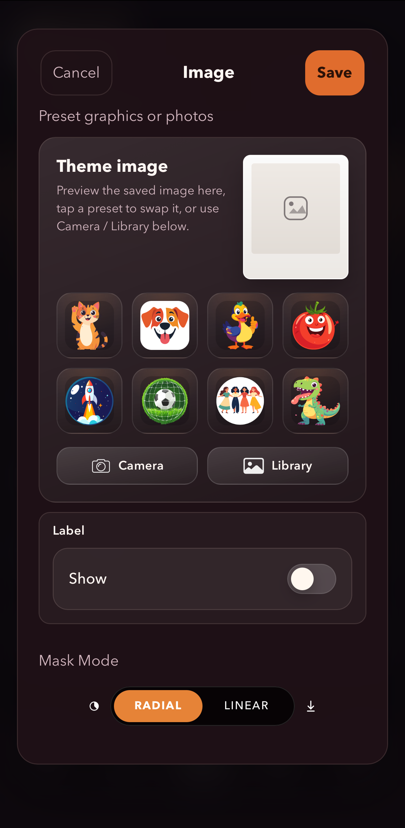 Image background theme